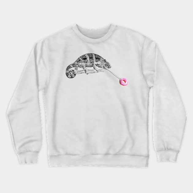 chameleon with donut Crewneck Sweatshirt by VicaVeresk